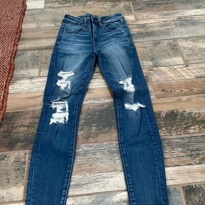Distressed Blue Jeans American Eagle Hi-Rise jegging 2